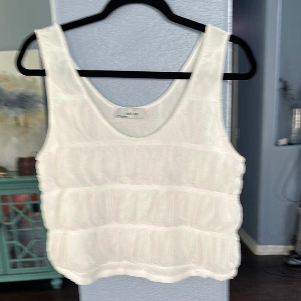 Sadie & Sage Cream Ruffled Tank Top